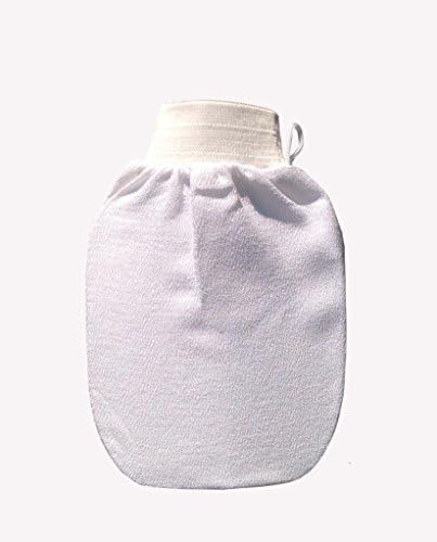 Sensitive Skin Moroccan Hammam Body Exfoliating/Peeling mitt, Kessa Glove in White by Moroccan Detox