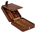 Rapport C415 Voyager Three Watch and Cufflinks Box in Tan Leather  with Cream Interior