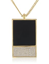 Vince Camuto Tour of Duty Items Black Pendant Necklace, 34"