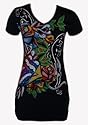 Melis T-Shirt Longshirt/Minikleid KISS 5234 mit Glitzer Print schwarz