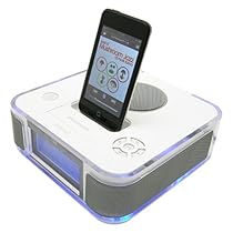 iPod Docking Station Speakers with Alarm Clock Radio (White)