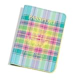 Caribbean Blue Baekgaard Tartan Brights genuine leather embossed passport holderr
