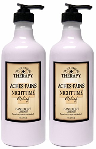 Village Naturals Therapy Aches and Pains Nighttime Relief Hand and Body Lotion 16 Oz. 2 Pack