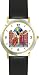 Virgin Mary and Angel Gabriel (Stained Glass) Christian Theme - WATCHBUDDY&reg; DELUXE TWO-TONE THEME WATCH - Arabic Numbers - Black Leather Strap-Women's Size-Small