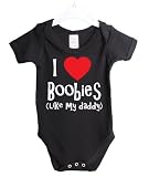 I love boobies like my daddy funny babygrow babysuit -black vest white + red print-0-3 Months - jbg106