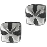 Sterling Silver Cross Shaped Square Stud Earrings