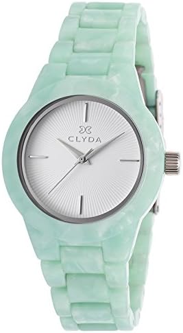 Clyda Women's Mint Green Acetate White Dial Silver-Tone Accents