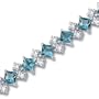 Distinctive Design 13.50 carats Princess Cut London Blue Topaz White CZ Gemstone Bracelet in Sterling Silver