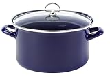 Chantal Enamel-On-Steel 9-Quart Stockpot with Tempered Glass Lid, Cobalt Blue