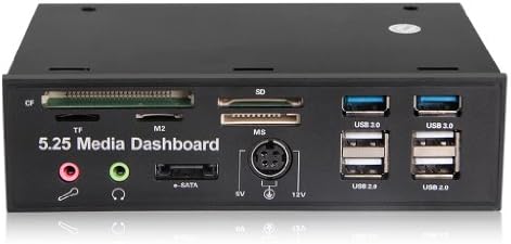 Wmicro 5.25" PCI-E e-SATA Dual USB 3.0 &Four USB 2.0 Five-in-one Card Reader Multi-Function Front Panel Media Dashboard