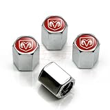 Dodge Red Ram Logo Chrome Tire Stem Valve Caps