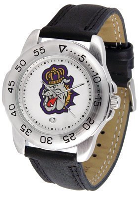 James Madison Dukes Suntime Mens Sports Watch w/ Leather Band - NCAA College Athletics