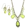 Spring Leaves Teardrops Necklace Earrings Box Set