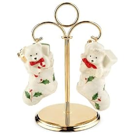 Lenox Holiday Carved Stocking Hanging Salt and Pepper by Lenox
