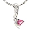 14K White Gold Pink Sapphire and Diamond Pendant