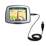 Coiled Power Hot Sync and Charge USB Data Cable w/ Tip Exchange for the Garmin StreetPilot C330 - Gomadic Brand
