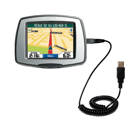 Coiled USB Cable for the Garmin StreetPilot C330 with Power Hot Sync and Charge capabilities - uses Gomadic TipExchange Technology