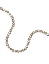 Genuine Elegante Necklace. 20.5" Gold and Grey Cultured Freshwater Pearl Necklace. 100% Satisfaction Guaranteed.