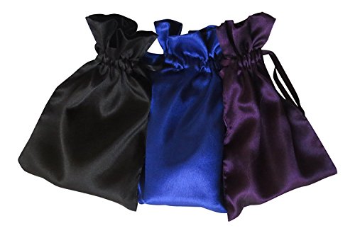 Tarot Bags Dark Colors Satin Bundle of 3: Royal Blue Dark Purple and Black (5