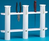 AFI 65622 Tournament Fishing Rod Storage Rack with Knife and Pliers Holder (3-Rod, White Poly)
