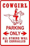 COWGIRL PARKING sign * ranch horse