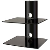 Bracket123 Two Tier Floating Glass Shelves For Sky Boxes Dvd Players Game Console