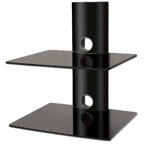 Bracket123 Two Tier Floating Glass Shelves for SKY Boxes DVD players Game Console