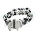 Sterling Silver Howlite Buffalo Multi-Gemstone Beaded Stretch Bracelet