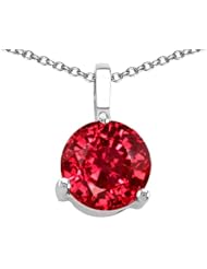 Tommaso Design (tm) Round Created Ruby Pendant in 14 kt White Gold