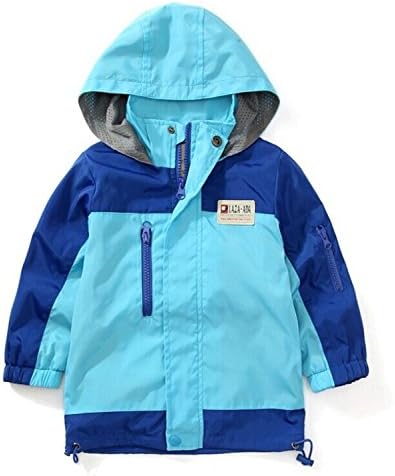 VARANY Hooded Windbreaker Rain Jacket (9-10, Blue)
