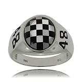 Nascar #48 Ring Sterling Silver Onyx Mother of Pearl