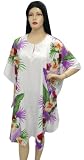 Cheery White Printed Short Plus Size Cover up Kaftan Tunic Gown Valentine's day gift