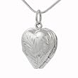 Sterling Silver Four Way Etched Heart Locket Necklace