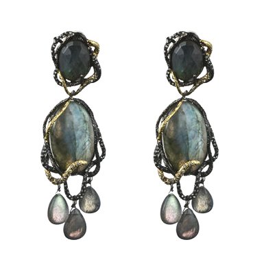 Large Labradorite Chandelier Clip Earrings By Alexis Bittar