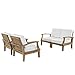 Modway 4-Pc Patio Teak Sofa Set in Natural White Finish