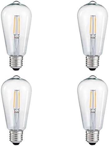 LED Vintage Edison Bulb (Pack of 4) - Squirrel Cage Filament Lamp - Dimmable, E26 260 Lumens, ST64 - Teardrop Top, Antique Incandescent Clear Glass Light, Chandeliers Wall Sconces Pendant Lighting