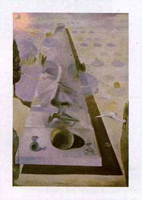 Erscheinung des Gesichts der Aphrodite von Knidos in einer Landschaft von Salvador Dali, 51x72