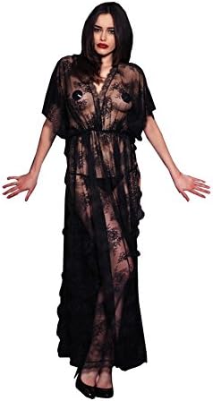 YiYiFS® Sexy transparent lace sexy pajamas sexy body long section of the great dress V-neck Temptation ED212