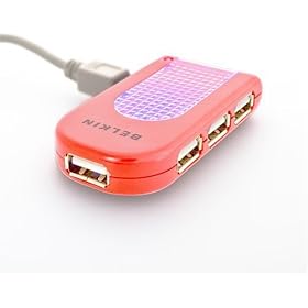 Belkin Hi-Speed USB 2.0 4-Port Hub, Red