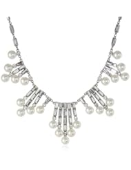 Ben-Amun Jewelry Crystal Baguette and Pearl Necklace, 15"