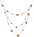Sterling Silver Triple Strand Multi-Stone Necklace, 17"