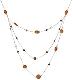 Sterling Silver Triple Strand Multi-Stone Necklace, 17