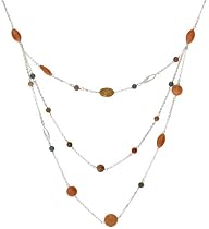 Sterling Silver Triple Strand Multi-Stone Necklace, 17"