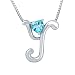 Sterling Silver Sky Blue Topaz Letter "Y" Pendant,18"