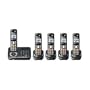 Panasonic KX-TG6445T DECT 6.0 Cordless Phone with Answering System, Metallic Black, 5 Handsets