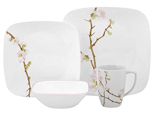 Corelle cherry blossom square dinnerware set (serves 4)…