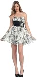 Strapless Cocktail Party Junior Prom Black/white Printed Dress #865 (16)