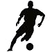 Soccer Wall Decal Sticker - 12 in. Soccer Player Silhouette Decoration Mural Art (Black Vinyl)