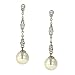 : SPARKLE SILVER TONE CRYSTAL FAUX PEARL LINEAR DROP EARRINGS