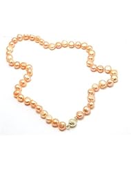 Toc Peach Freshwater Pearl Necklace with Silver Closure
